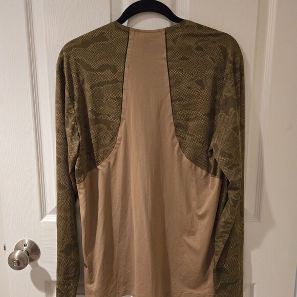 Lululemon Fast Free Long Sleeve Shirt Chroma Camo Auric Gold Juniper Green M - Picture 4 of 5